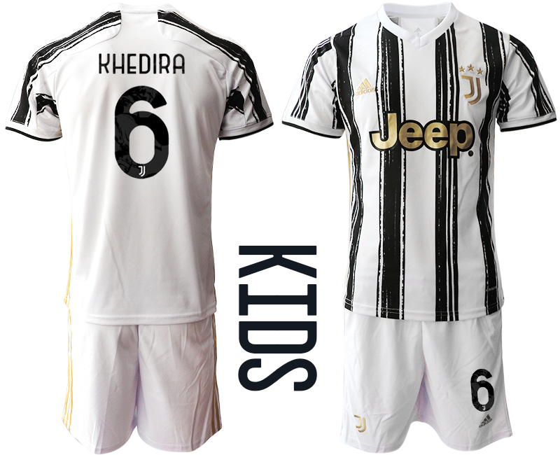 Youth 2020-2021 club Juventus home #6 white Soccer Jerseys